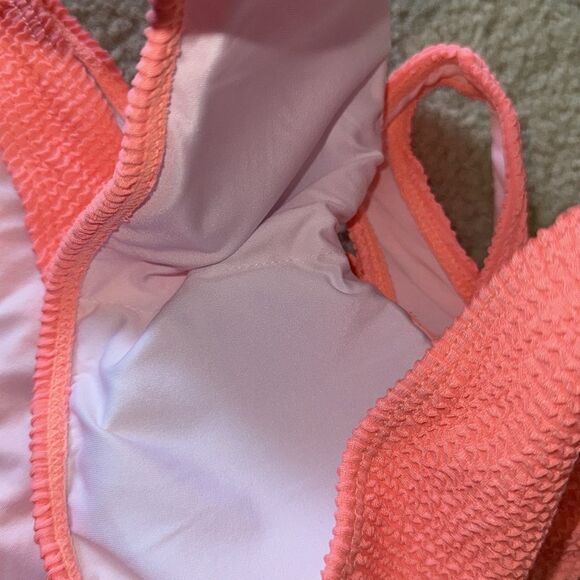 Women's One Shoulder Top with Mid Waist Two Piece swimsuit,XS NWOT coral pink - Picture 11 of 12